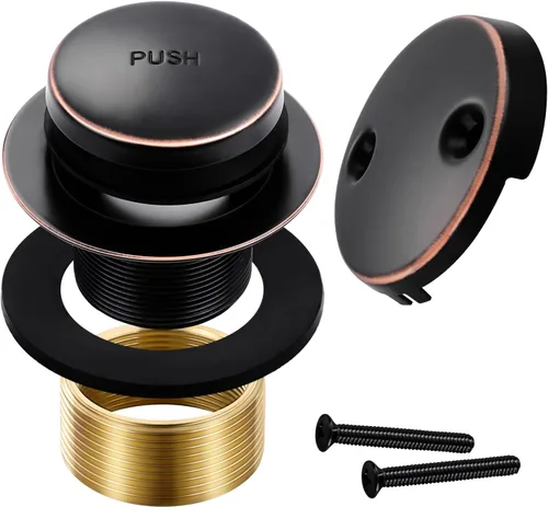 Miniatura 10 de Juego de Accesorios de Desagüe Tip-Toe Dorado para Bañera con Placa Frontal de Desbordamiento de Dos Agujeros, Kit de Ensamblaje de Desagüe