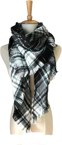 Miniatura 87 de Wander Agio - Bufanda envolvente con diseño a cuadros o triangular para mujer, cálida y larga, de punto, sensación de cachemira, chal