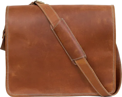 Miniatura 5 de VC VINTAGE COUTURE 18 pulgadas cuero completo solapa mensajero hecho a mano bolsa portátil bolsa bolsa bolsa de mensajero acolchado marrón, Marrón