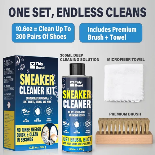 Miniatura 6 de Kit de limpieza de zapatos – Juego de limpieza de zapatos premium de 10.6 onzas con cepillos y toalla de microfibra, limpiador de zapatos