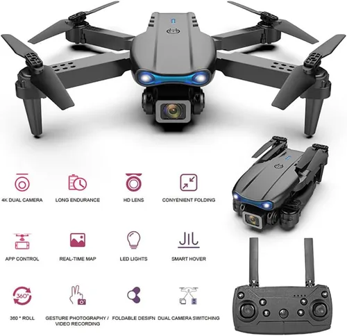 Miniatura 2 de Sonilco Mini dron E99 con doble cámara, retención de altitud, despegue/aterrizaje con una tecla, diseño plegable, giroscopio, modo sin cabeza, 2