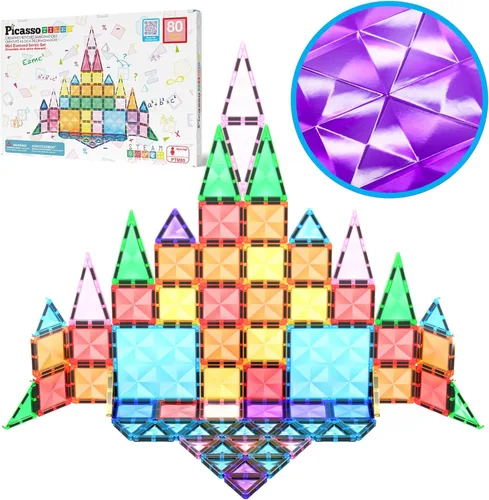 Miniatura 10 de PicassoTiles Nano Tiles - Juego de construcción de edificios magnéticos con estuche de almacenamiento de estaño, compacto y colorido, juego
