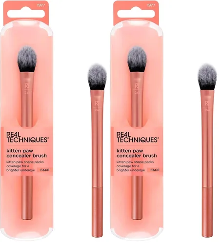 Miniatura 10 de Real Techniques Cepillo de maquillaje corrector iluminador, cepillo viral de pata de gatito oculta debajo de los ojos e imperfecciones, cubre