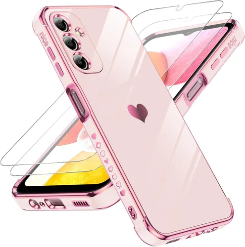 Miniatura 60 de LeYi for Moto G 5G 2025 Case: with Tempered Glass Screen Protector [2 Pcs]+ Full Camera Lens Protection,Love Heart Plating Cute Luxury Soft TPU