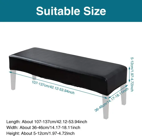 Miniatura 6 de Tookie Funda de cuero sintético suave y elástica para banco de comedor, impermeable, elástica, extraíble, para cocina, comedor, protector de asiento