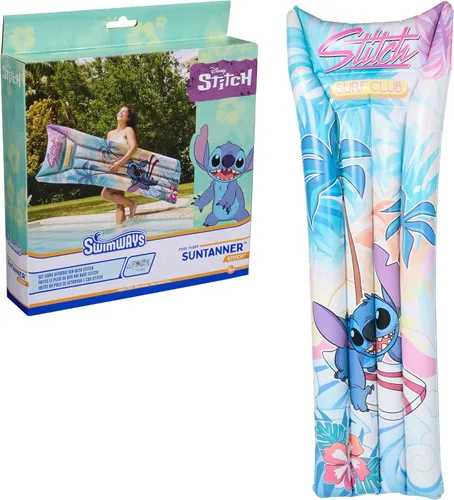 SwimWays Stitch Suntanner Flotador de piscina, flotadores inflables de piscina y juguetes de piscina para niños, accesorios de piscina y artículos