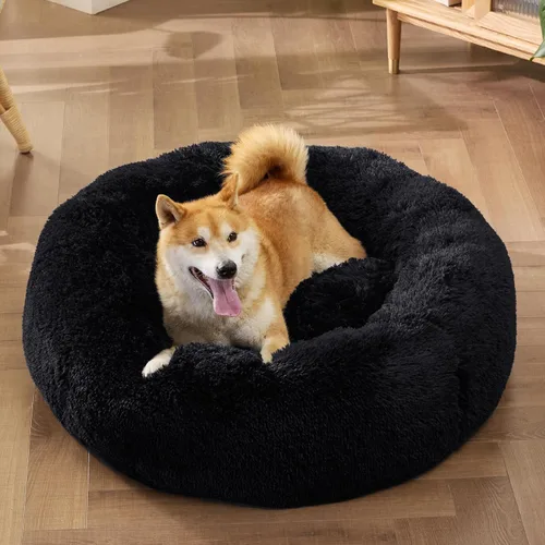 Miniatura 4 de Bedsure - Cama relajante para perros medianos - Cama lavable para mascotas en forma de dona, 30 pulgadas, antideslizante, redonda, de felpa mullida