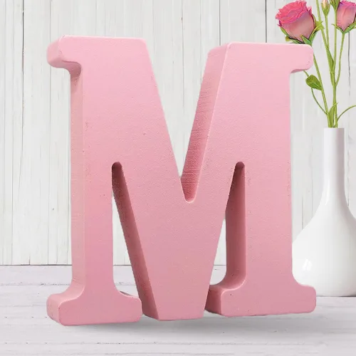 AOCEAN Letras de madera rosa de 6 pulgadas sin terminar Letras de madera para pared MAGA Letras de madera decorativas de pie Tablero de letras en