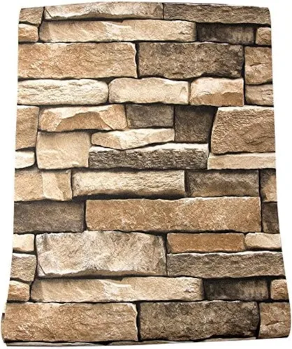 Papel Tapiz de Piedra Despegar y Pegar - Papel Tapiz Autoadhesivo y Removible Decoraciones de Piedra Papel de Contacto 17.7"x78.8" Vinilo