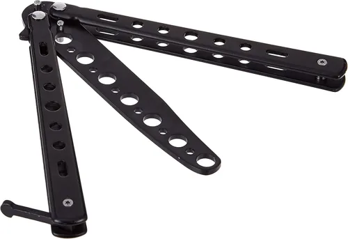 Miniatura 2 de Herramienta de entrenamiento de cuchillo estilo peine mariposa de práctica de metal negro opaco