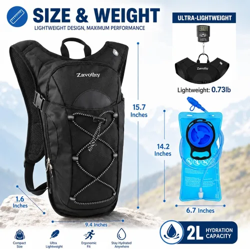 Miniatura 2 de Zavothy Hydration Backpack with 2L Hydration Bladder Water Backpack for Hiking Hydration Pack for Running Cycling Hiking