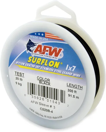 Miniatura 52 de Alambre de pesca americano Surflon recubierto de nailon 1x7 de acero inoxidable, línea líder de pesca para agua salada, prueba de 10 libras - prueba