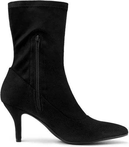 Miniatura 7 de Allegra K Botines elásticos con punta puntiaguda y tacones de aguja para mujer