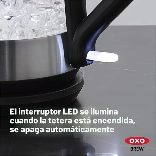 Miniatura 2 de OXO Hervidor eléctrico de vidrio, inalámbrico, de acero inoxidable