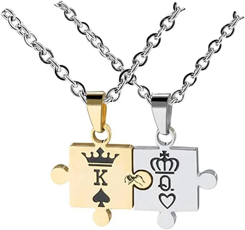 Collar para parejas, hombres y mujeres, rompecabezas a juego, juego de dije de acero inoxidable K & Q, el mejor regalo para novio, novia en el día
