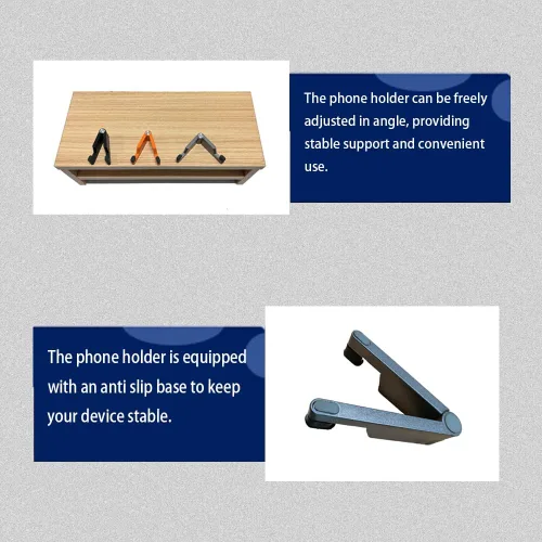 Miniatura 3 de JZD Soporte plegable para teléfono celular, totalmente ajustable, plegable, soporte para teléfono de escritorio, soporte de cuna, accesorios