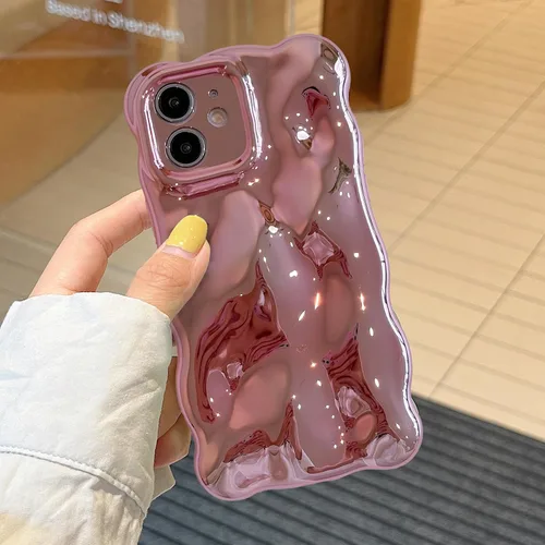 Miniatura 85 de XIZYO Funda para iPhone 13 de 6.1 pulgadas, bonito patrón de ondas, estético, 3D, rizado, ondulado, chapado en purpurina, para mujeres y niñas, Azul