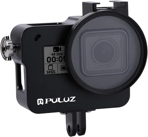 Miniatura 4 de PULUZ Funda de aleación de aluminio para GoPro Hero 7 Negro/New Hero 2018 / Hero 5 / Hero 6 carcasa CNC jaula protectora con soporte de zapata fría