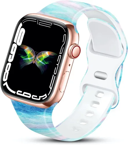 Miniatura 7 de Correa deportiva compatible con correas de Apple Watch de 1.93, 1.77, 1.73, 1.65, 1.61, 1.57, 1.49 y 1.45 pulgadas para mujeres, de silicona