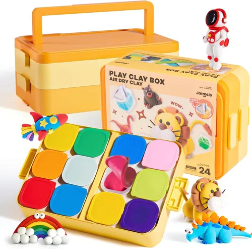 Arcilla seca al aire para niños, kit de arcilla para modelar con caja de almacenamiento y herramientas de escultura, arcilla mágica para moldear