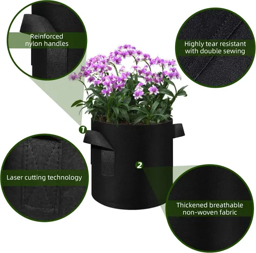 Miniatura 3 de Paquete de 12 bolsas de cultivo de plantas de 3 galones, macetas de tela no tejida gruesa con asas, bolsas para macetas de verduras, macetas de tela