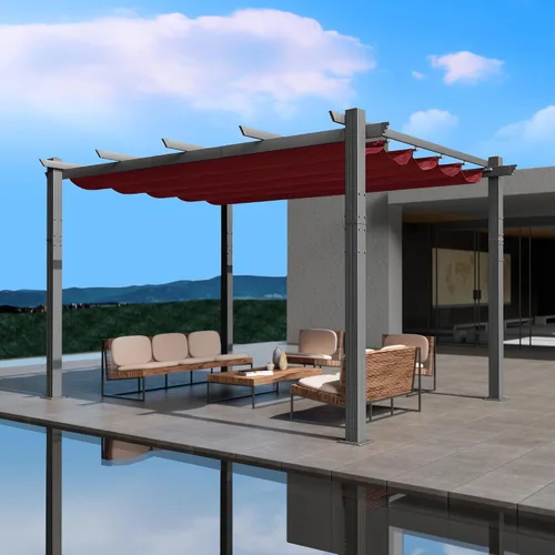 Miniatura 16 de Kozyard Morgan Pérgola Retráctil para Exteriores con Toldo de Sombra para Patio, Refugio de Pérgola de Aluminio para Patio Trasero, Terraza, Jardín