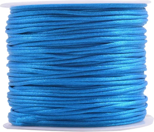 Miniatura 133 de KONMAY 80 Yardas 1.0mm Cordón Rattail de Nylon Satén Seda Trim Hilo para Cuentas para Nudos Chinos, Kumihimo, Trabajo con Cuentas, Macramé, 2-Azul