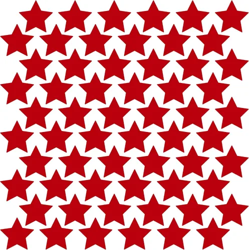 Miniatura 35 de LiteMark Durable Stars, calcomanía roja brillante de 5.5 pulgadas, uso en hormigón liso, azulejos, vidrio, paquete de 8 estrellas Rojo