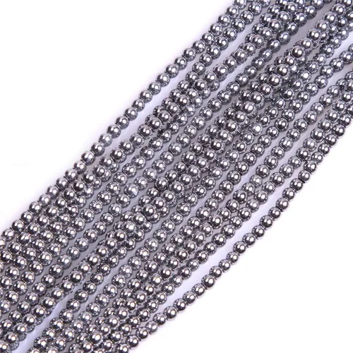 Miniatura 14 de GEM-Inside - Cuentas sueltas de hematita negra natural no magnética de 0.079 pulgadas, cuentas redondas de energía para fabricación de joyas, 15