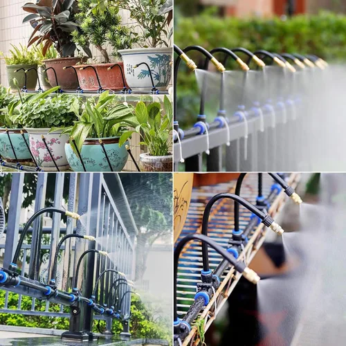 Miniatura 5 de Sistema de riego por goteo de 49.21 pies, kit de riego por goteo flexible de 360°, sistema de riego automático para jardín, sistema de nebulización