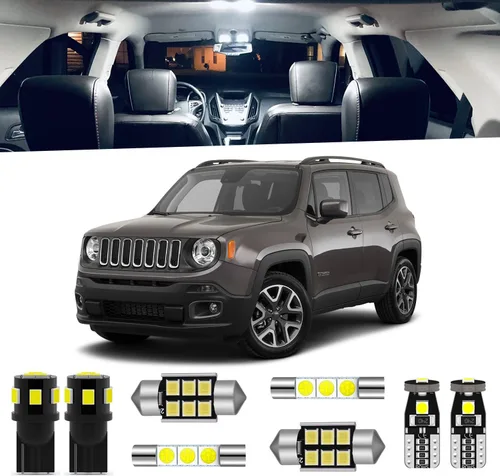 Kit de luces interiores LED para Jeep Renegade 2015 2016 2017 2018 2019 2020 2021 2022 2023, 9 piezas, luz blanca 6000K, paquete de iluminación para