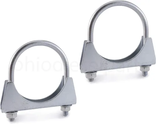 Abrazadera de silenciador resistente de 3 pulgadas - Estilo de sillín con perno en U - Zinc (paquete de 2)