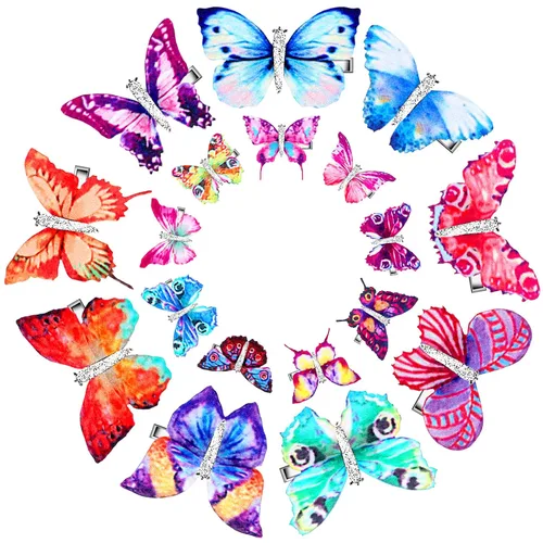 Boao 18 Piezas Pinzas para el Cabello de Mariposa con Purpurina para Niñas Adolescentes Mujeres Accesorios para el Cabello (Estilo Lindo)