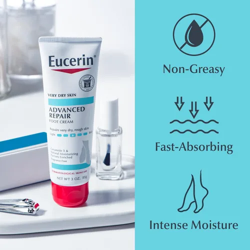 Miniatura 10 de Eucerin Advanced Repair - Crema de pies sin perfume para pies y talones secos, tubo de 3 onzas, paquete de 12