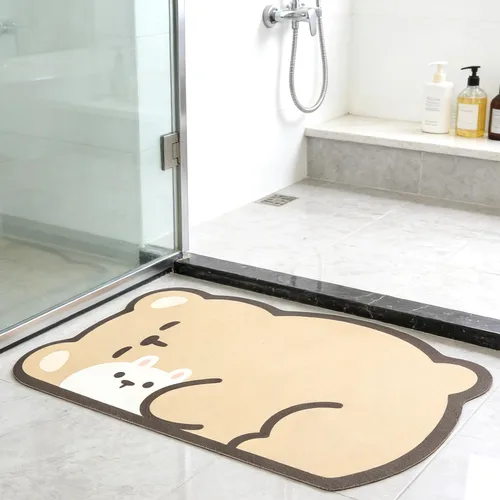 Miniatura 11 de Tapete de baño con bonitos animales, de secado rápido, antideslizante, súper absorbente, delgado, para el suelo del baño, frente a la bañera, fácil