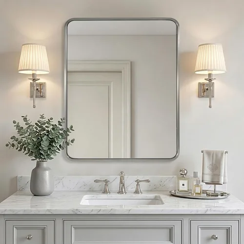 Miniatura 61 de ANDY STAR Espejo de baño negro de 24 x 30 pulgadas, espejos de tocador de baño negros para pared, espejo rectangular redondeado para fregadero