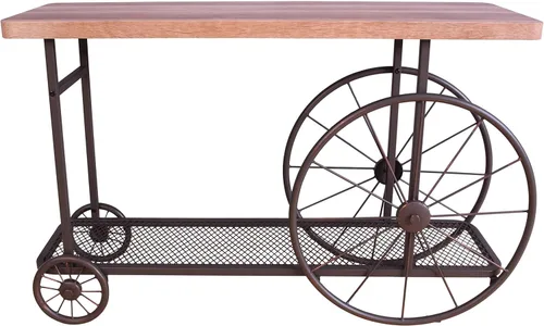 Miniatura 4 de Acme Francie - Consola rectangular de madera con estante en roble y gris antiguo