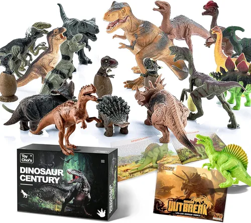 Juguetes de Dinosaurio para Niños Pequeños y Niños de 3-5 5-7 - Figuras de Dinosaurio Paquete de 20 Piezas con Libro Educativo, Juguete para Niños