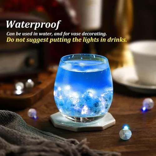 Miniatura 3 de Aogist 50 Piezas Luces para Globos Azules con Aro para Colgar, Mini Lámpara de Bola Redonda Pequeña Luz LED para Linternas de Papel y Vidrio