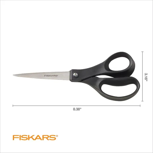 Miniatura 6 de Fiskars - Tijeras multiusos de acero inoxidable reciclado de 8 pulgadas, color gris Tijeras artesanales con asas ergonómicas, tijeras