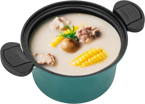Miniatura 3 de Olla a presión micro de acero inoxidable 304, olla antiadherente de capacidad de 0.48 galones con tapa transparente y asas antideslizantes, olla a
