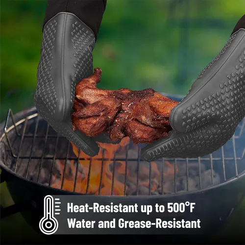 Miniatura 6 de UNCO - Guantes de silicona resistentes al calor, grises, guantes de horno de silicona
