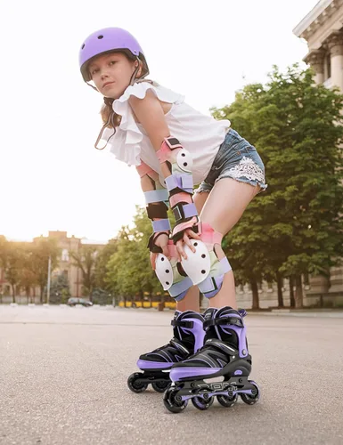 Miniatura 5 de 2PM SPORTS Patines en línea ajustables para niños de 4 a 12 años, patines en línea juveniles para niñas y niños de 5 a 8 a 12 años con ruedas de luz