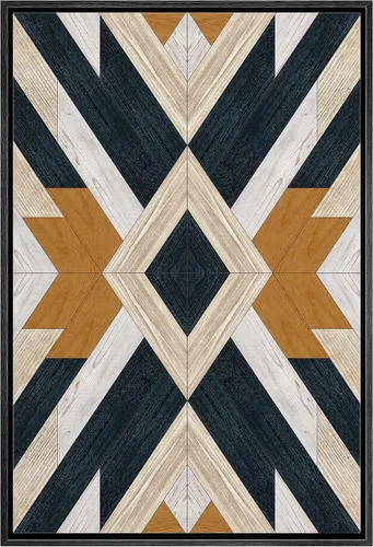 Miniatura 29 de IDEA4WALL Lienzo enmarcado para pared, decoración occidental, collage de polígonos de diamantes, paneles geométricos abstractos de madera, arte