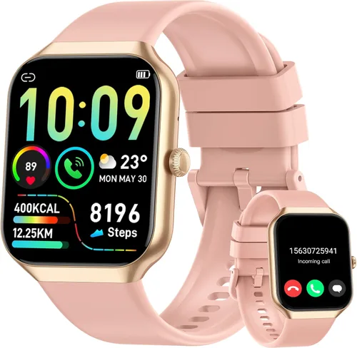 Miniatura 8 de Reloj inteligente para hombres y mujeres, responder/hacer llamadas, reloj de fitness HD de 1.96 pulgadas con monitor de frecuencia cardíaca, monitor