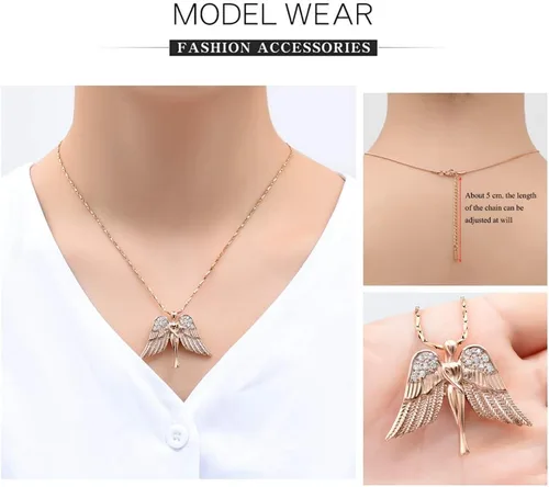 Miniatura 2 de Imrsanl Joyería de cremación con dije de ángel para mujer, colgante de ceniza, collar de urna para cenizas, alas de recuerdo, joyería para mujeres