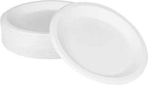 Miniatura 8 de KARAT EARTH Platos de papel desechables compostables de 9 pulgadas (paquete de 500 unidades) – Fibra moldeada, paquete ecológico a granel (blanco)