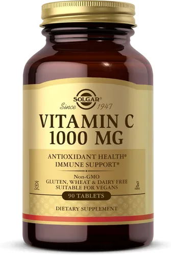 Solgar Vitamina C 1000 mg, 90 Tabletas – Antioxidante y Apoyo Inmunológico, Salud General, Piel y Articulaciones Saludables – Suplemento de