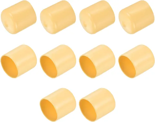 uxcell 10 tapas de goma de 1 1/4" (31 mm) de vinilo de identificación redondo tubo tapa de perno cubierta de rosca protectores beige