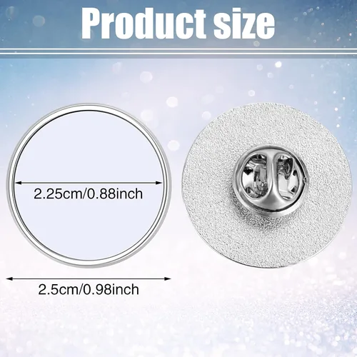Miniatura 2 de Hicarer 30 pines de sublimación en blanco para botón, insignias de botón para bricolaje, sublimación, base en blanco plateada, para manualidades